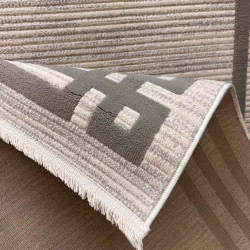 سجاد تركي مودرن فندقي لورين F414C كريم رصاصي مقاس 80*150