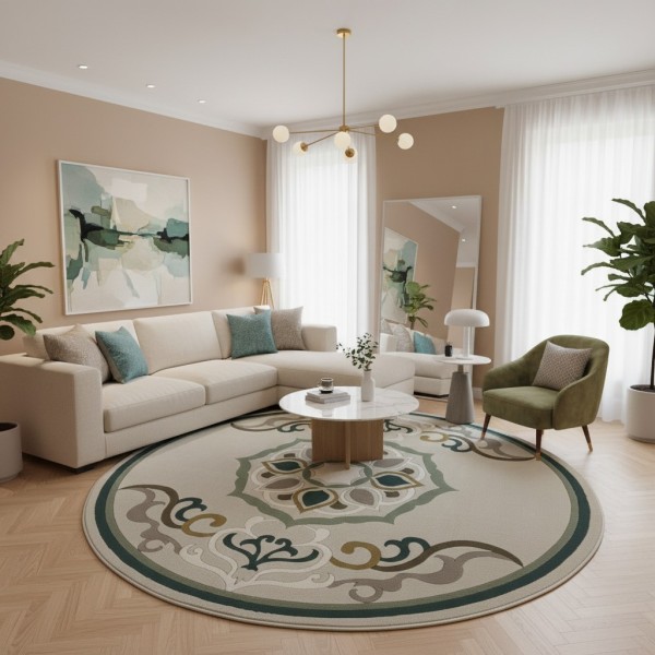 سجاد تركي لافندر N0598A اخضر دائري مقاس 150*150
