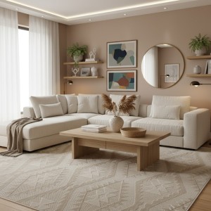 سجاد خيش لوفر تركي E091A بني فاتح بيج مقاس 300*400