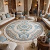 سجاد تركي هيلتون 43759A كريم بني دائري مقاس 200*200 سم