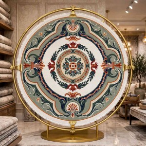 سجاد تركي هيلتون 43759A كريم اخضر دائري مقاس 200*200 سم