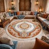 سجاد تركي هيلتون 43759A كريم تيرا دائري مقاس 200*200 سم
