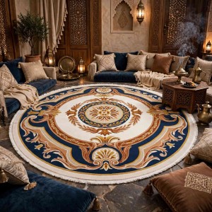 سجاد تركي هيلتون 43759A كحلي تيرا دائري مقاس 200*200 سم