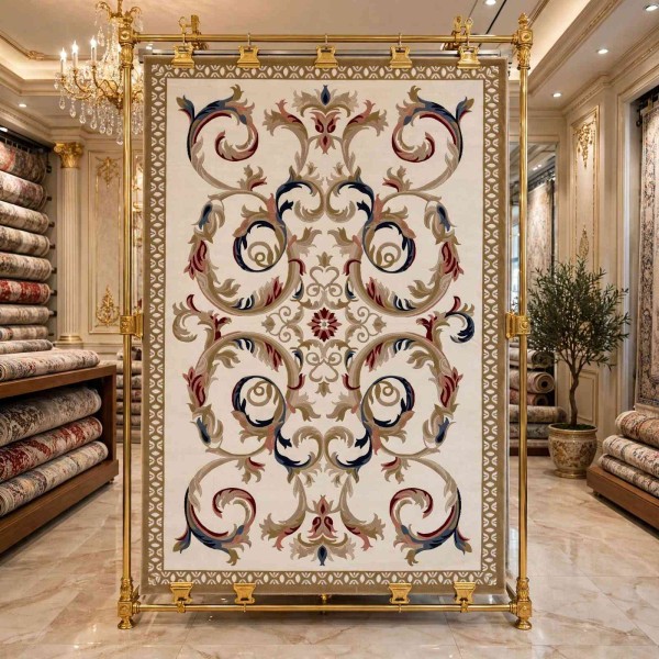 سجاد تركي لومي HN72B ابيض ذهبي مقاس 100*200