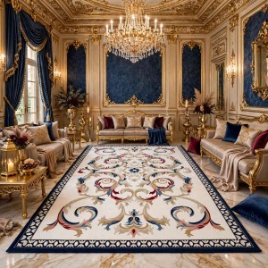 سجاد تركي لومي HN72B ابيض كحلي مقاس 300*400