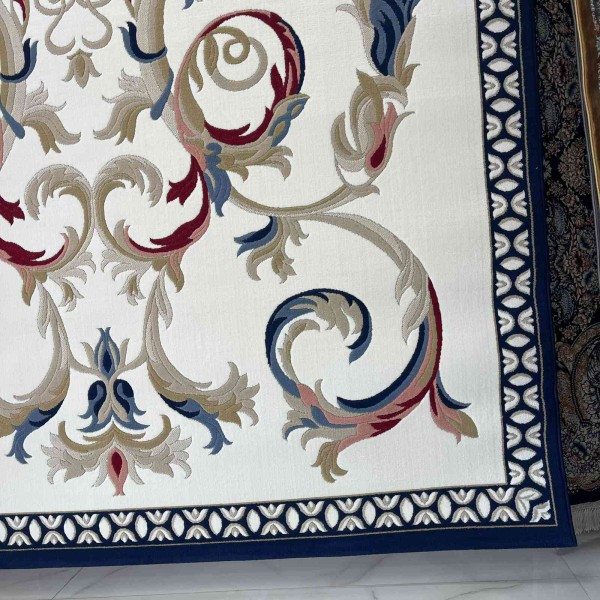 سجاد تركي لومي HN72B ابيض كحلي مقاس 300*400