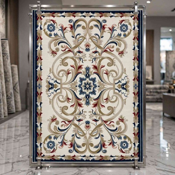 سجاد تركي مولر HN75B ابيض كحلي مقاس 80*150