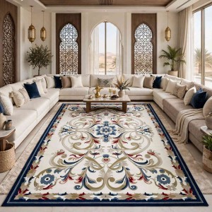 سجاد تركي مولر HN75B ابيض كحلي مقاس 80*150