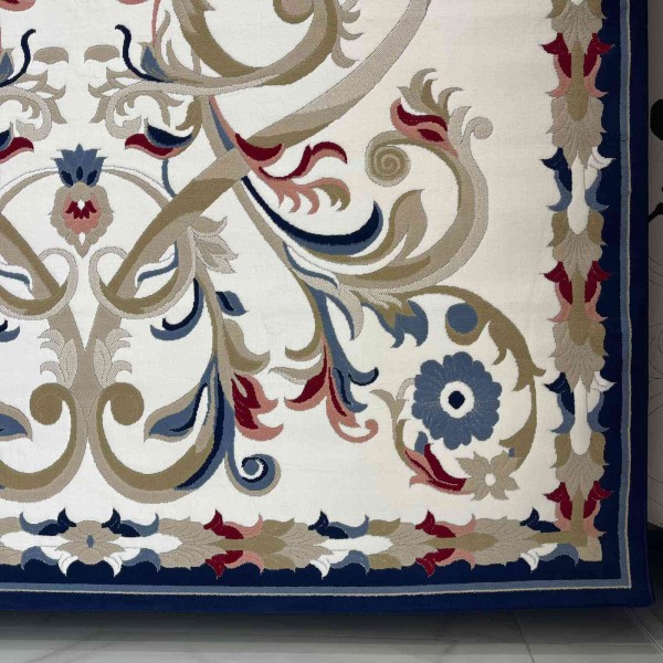 سجاد تركي مولر HN75B ابيض كحلي مقاس 80*150
