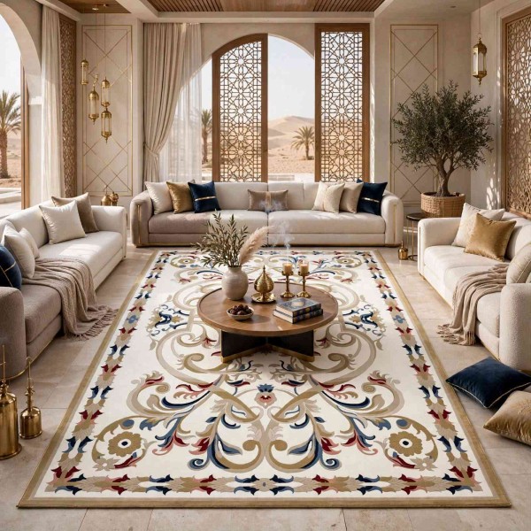سجاد تركي مولر HN75B ابيض ذهبي مقاس 50*80