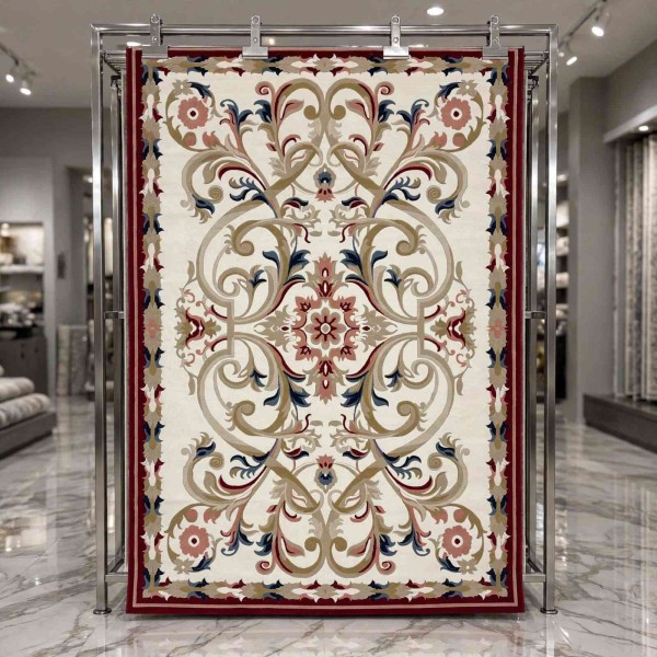 سجاد تركي مولر HN75B ابيض احمر مقاس 100*300