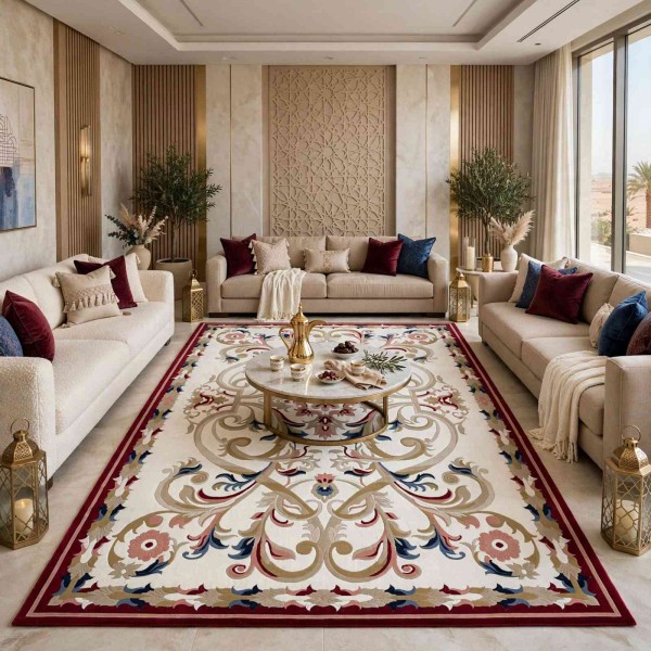 سجاد تركي مولر HN75B ابيض احمر مقاس 100*300