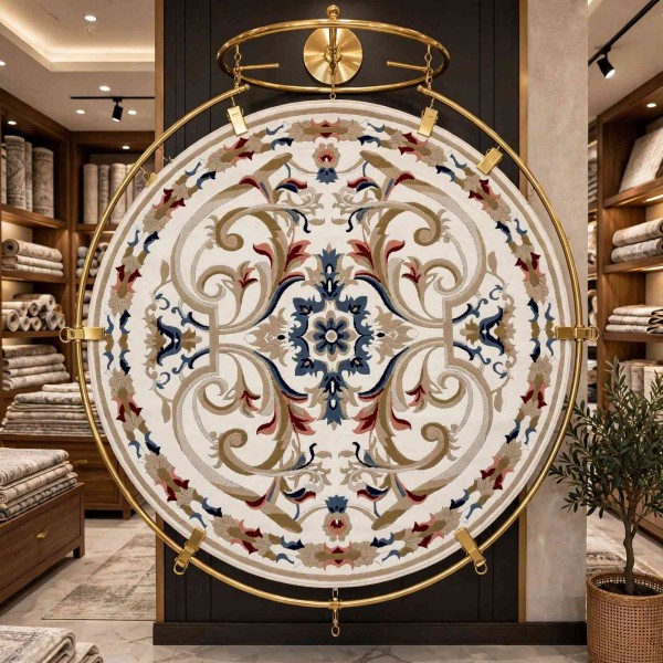 سجاد تركي مولر HN75B ابيض دائري مقاس 200*200 سم