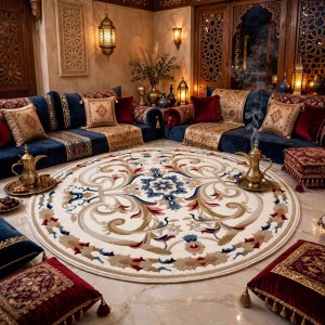 سجاد تركي مولر HN75B ابيض دائري مقاس 200*200 سم
