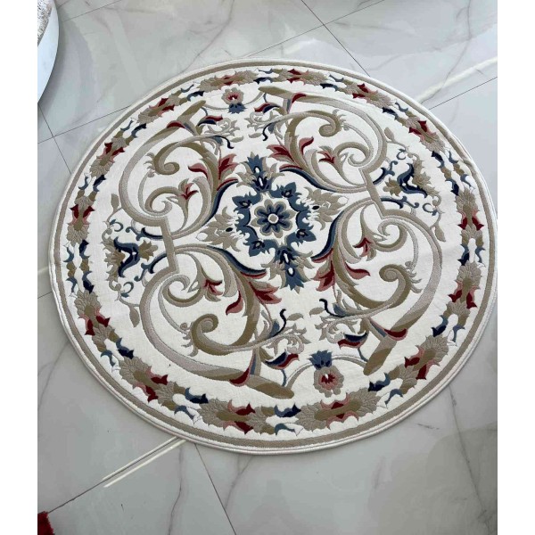 سجاد تركي مولر HN75B ابيض دائري مقاس 200*200 سم