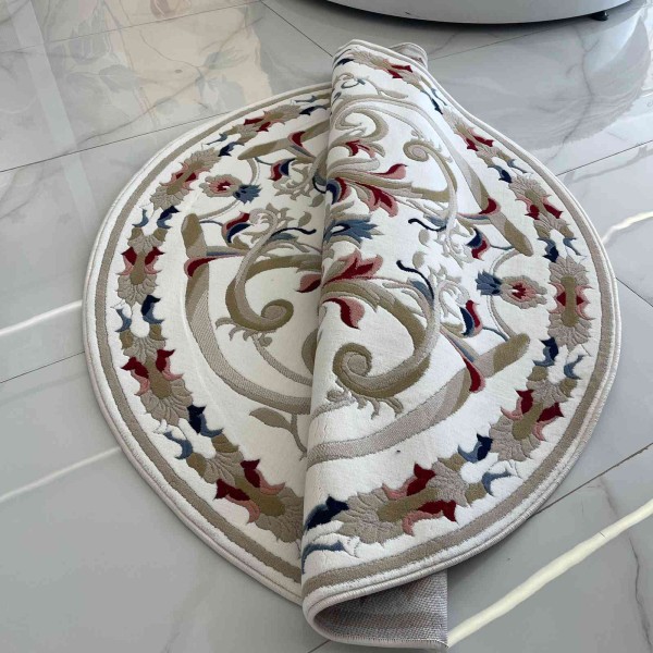 سجاد تركي مولر HN75B ابيض دائري مقاس 200*200 سم