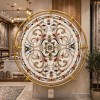 سجاد تركي مولر HN75B ابيض ذهبي دائري مقاس 200*200 سم