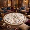 سجاد تركي مولر HN75B ابيض ذهبي دائري مقاس 200*200 سم