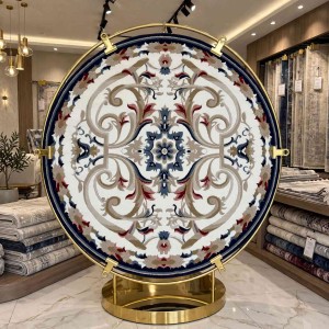 سجاد تركي مولر HN75B ابيض كحلي دائري مقاس 200*200 سم