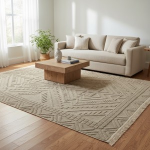 Turkish PICASSO Jute Rug RE7509 BEIGE Size 150*220