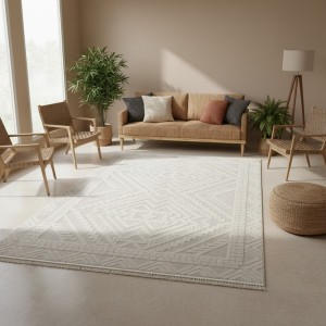 Turkish PICASSO Jute Rug RE7509 IVORY Size 100*200