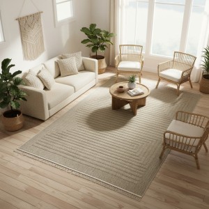 Turkish PICASSO Jute Rug RE7510 BEIGE Size 50*80