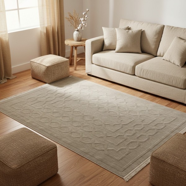 Turkish PICASSO Jute Rug RE7511 BEIGE Size 100*300