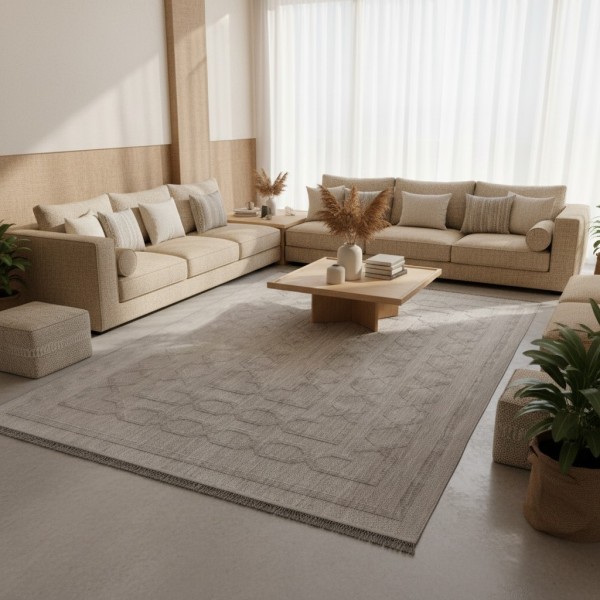 Turkish PICASSO Jute Rug RE7511 Light gray Size 300*400