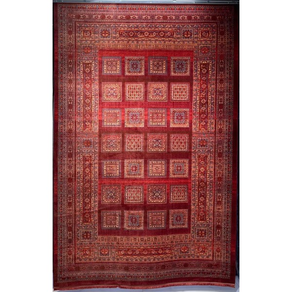 Platinum Afghan Bukhari Turkish Rug H0181B Red Size 100*300