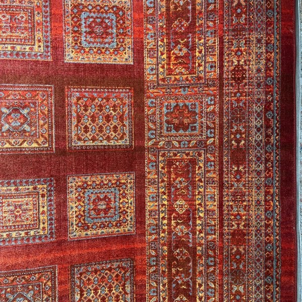 Platinum Afghan Bukhari Turkish Rug H0181B Red Size 100*300