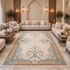 سجاد رمادا تركي نقش كوري 43631A كريم اكوا - مقاس 150*220 سم سجادة غرفة المعيشة