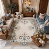 سجاد رمادا تركي نقش كوري 43631A كريم بني - مقاس 250*350 سم حفل السجادة