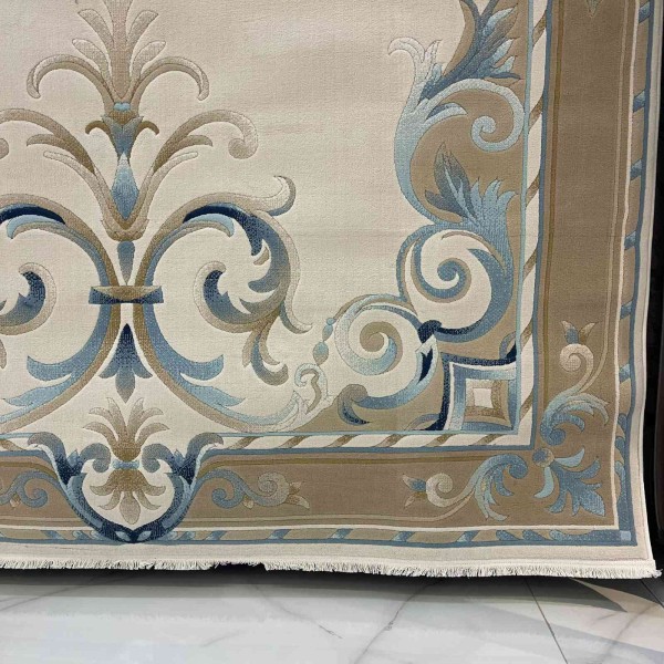 سجاد رمادا تركي نقش كوري 43631A كريم بني - مقاس 250*350 سم حفل السجادة