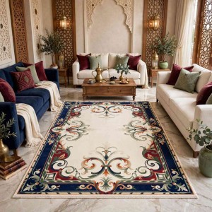 RAMADA Turkish Rug Korean 43631A NAVY RED - 100x200 cm Area Rug