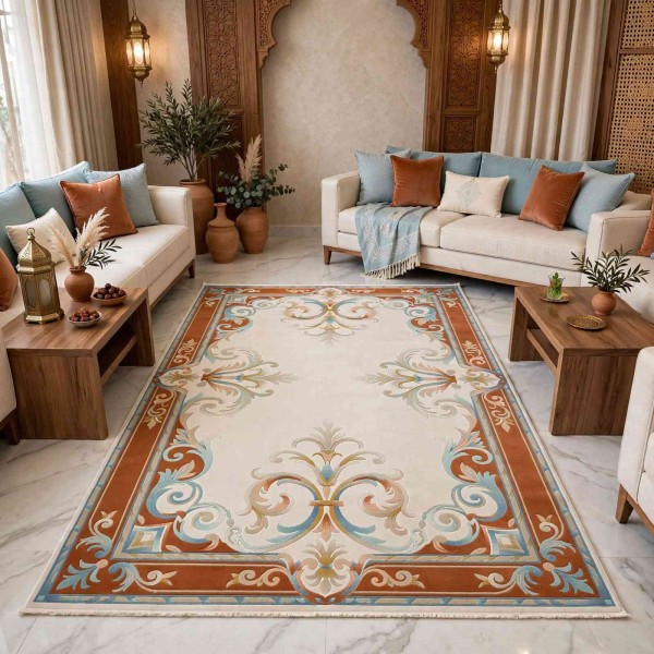 RAMADA Turkish Rug Korean 43631A TERRA - 400x500 cm Jumbo Carpet