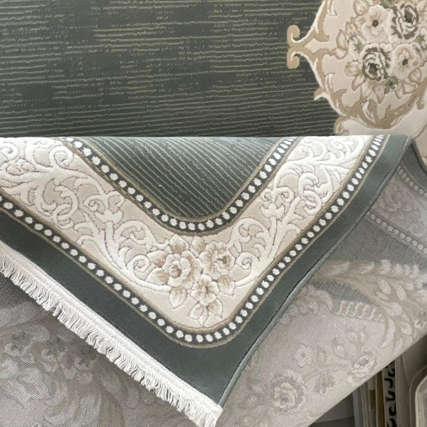 Turkish Lorian 41254A Rug Light beige petrol Size 100*200