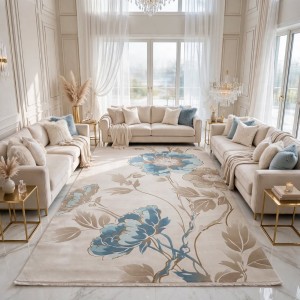 Turkish rose Carpet 43638A CREAM BROWN Size 300*400