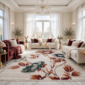 Turkish rose Carpet 43638A CREAM red Size 150*220