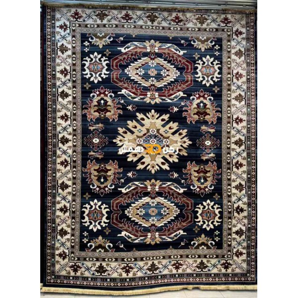 سجاد افغاني حرير ناعم بخارى 2007 كحلي مقاس 100*300