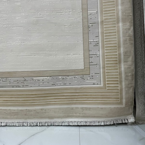 Turkish rug with frame Silvia 40984A golden size 100*200