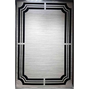 Turkish rug modern frame Saray BT485 cream black size 100*200