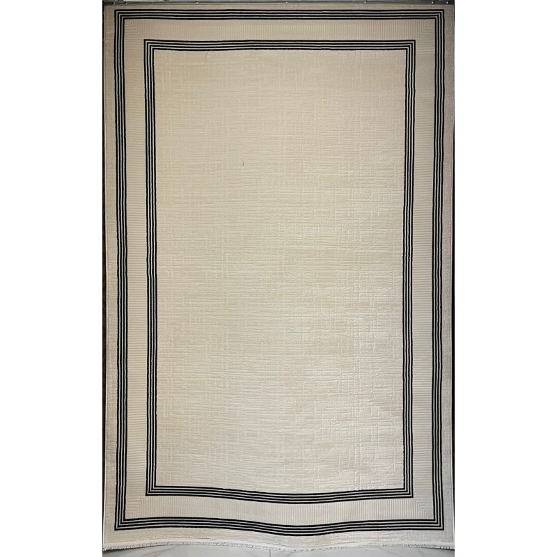 سجاد تركي اطار برواز فيكتوريا 41606A كريم اسود مقاس 100*300