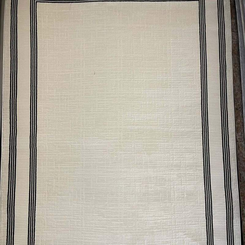 سجاد تركي اطار برواز فيكتوريا 41606A كريم اسود مقاس 100*300
