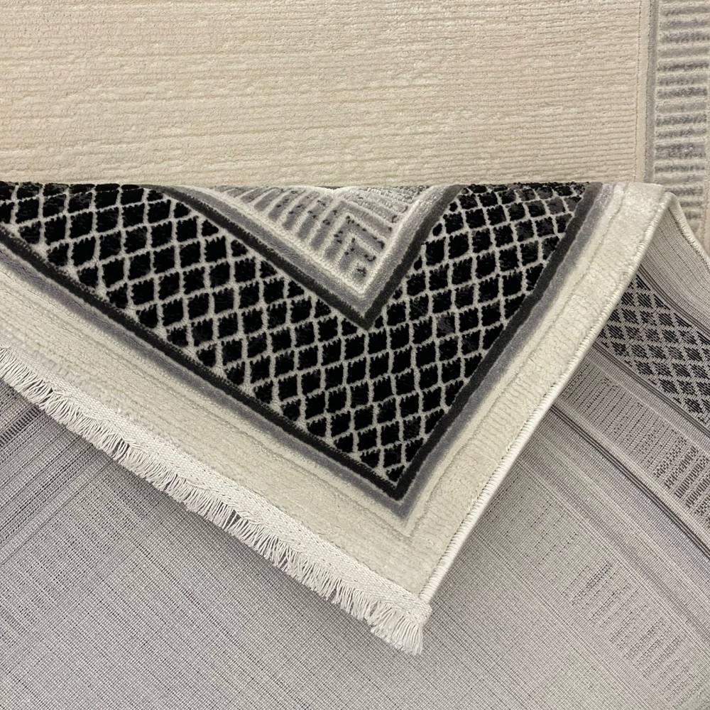 سجاد تركي اطار برواز فيكتوريا 41607A كريم اسود مقاس 150*220 سجاد تركي اطار برواز فيكتوريا 41607A كريم اسود مقاس 150*220