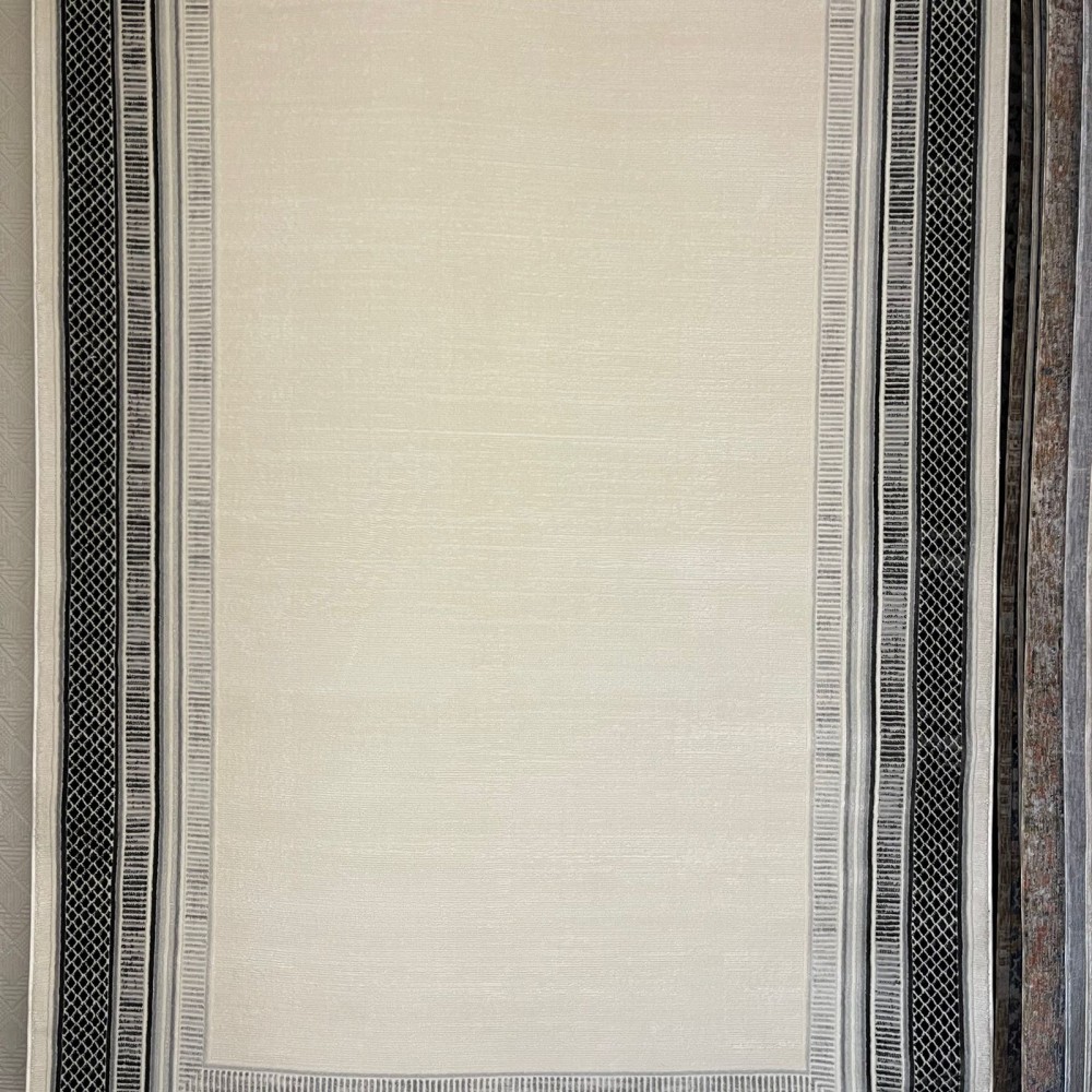 سجاد تركي اطار برواز فيكتوريا 41607A كريم اسود مقاس 150*220 سجاد تركي اطار برواز فيكتوريا 41607A كريم اسود مقاس 150*220