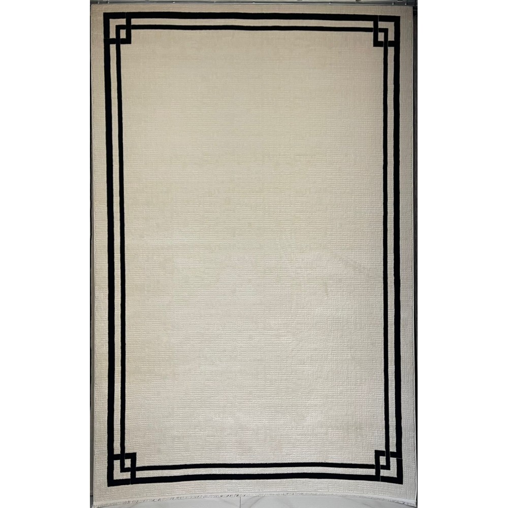 سجاد تركي اطار برواز فيكتوريا 41307A كريم اسود مقاس 100*200