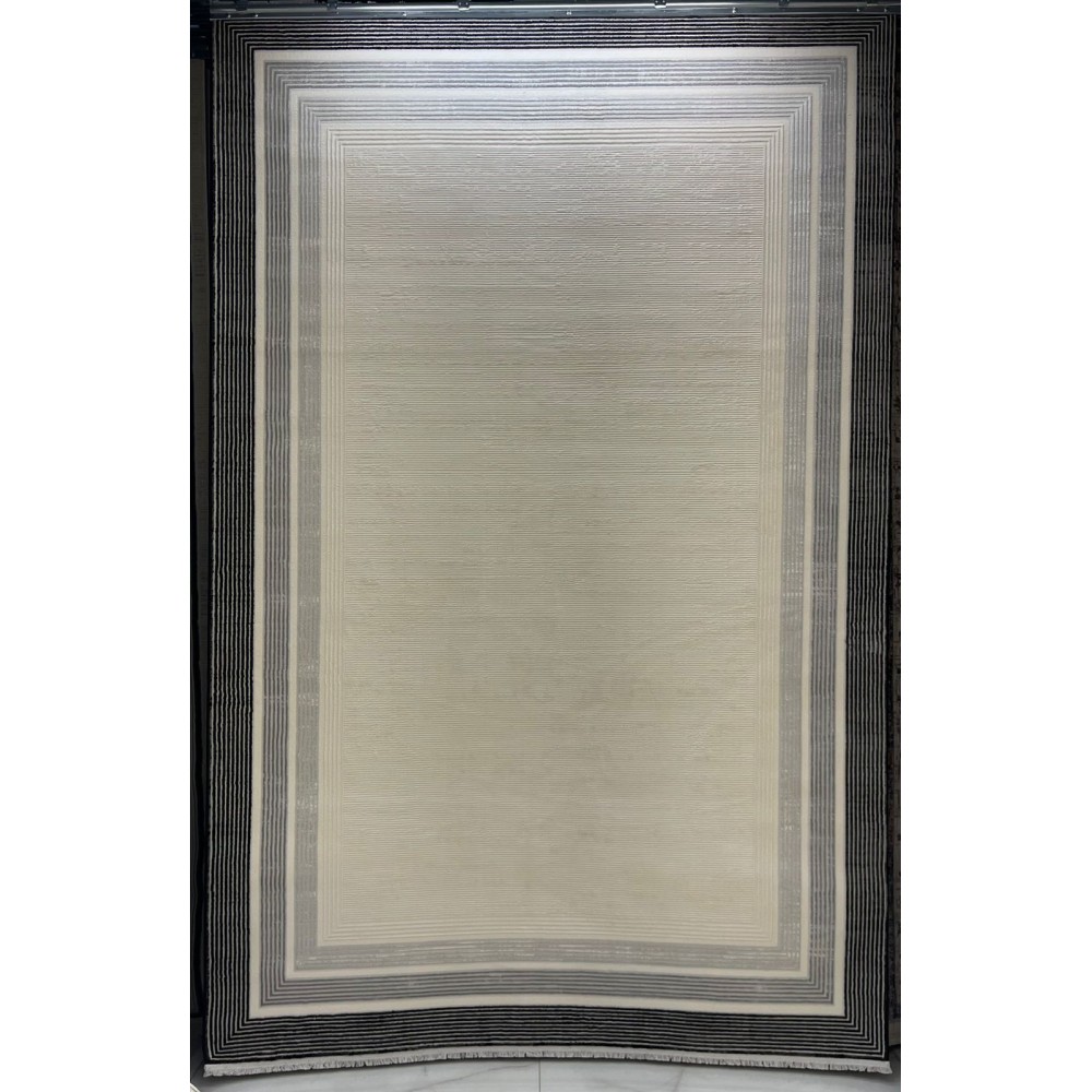 سجاد تركي اطار برواز فيكتوريا 41361A كريم اسود مقاس 150*220