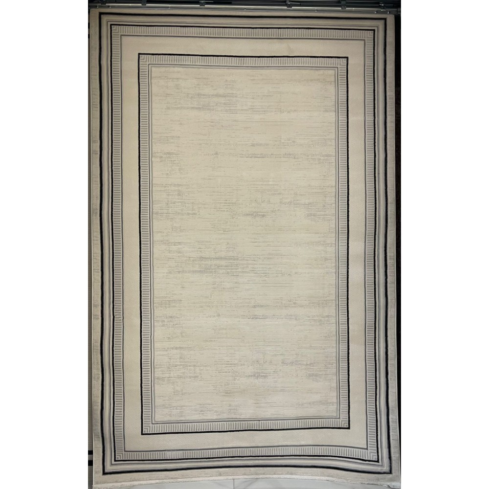 سجاد تركي اطار برواز فيكتوريا 41604A كريم اسود مقاس 80*150