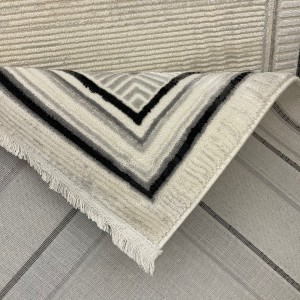 سجاد تركي اطار برواز فيكتوريا 41604A كريم اسود مقاس 300*400