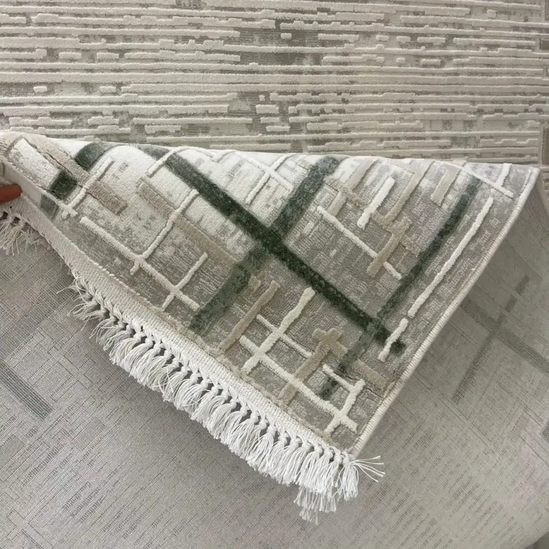 سجاد تركي فوج 36232A كريم اخضر مقاس 50*80 - سجاد مودرن
